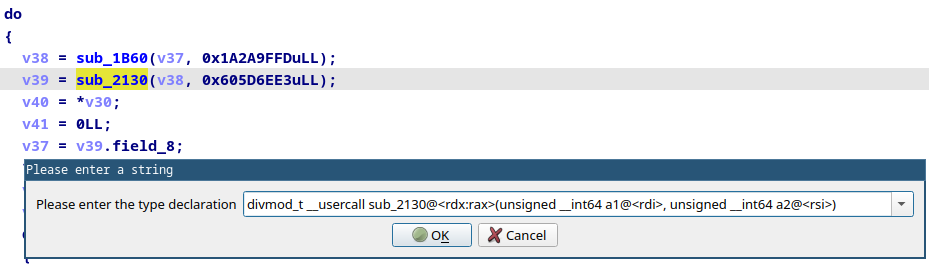 adjusted function signature