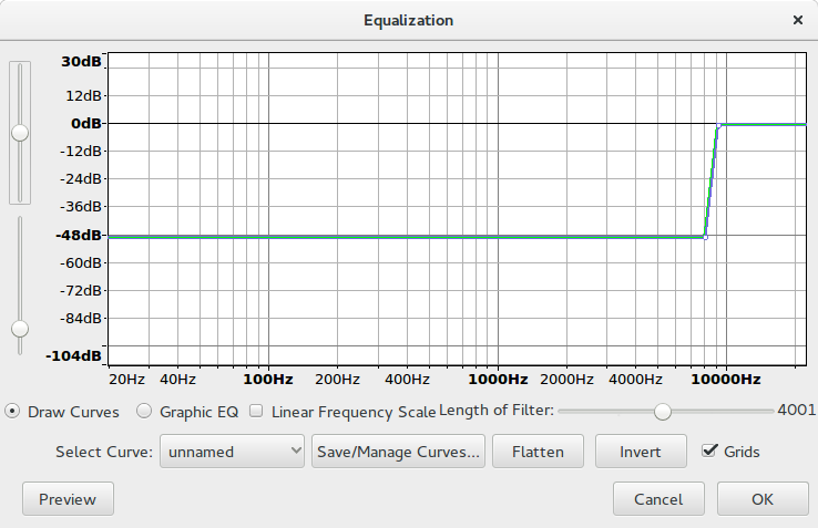 Audacity's Equalizer to get a highly customizable 
low-pass